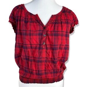 ⭐️OLD NAVY Short Sleeve Tartan Plaid Blouse